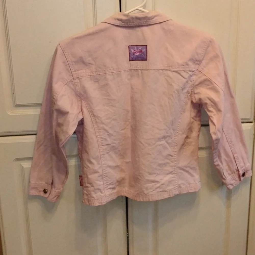 Barbie Pink Logo Tag Cotton Jean Jacket, Size: 10